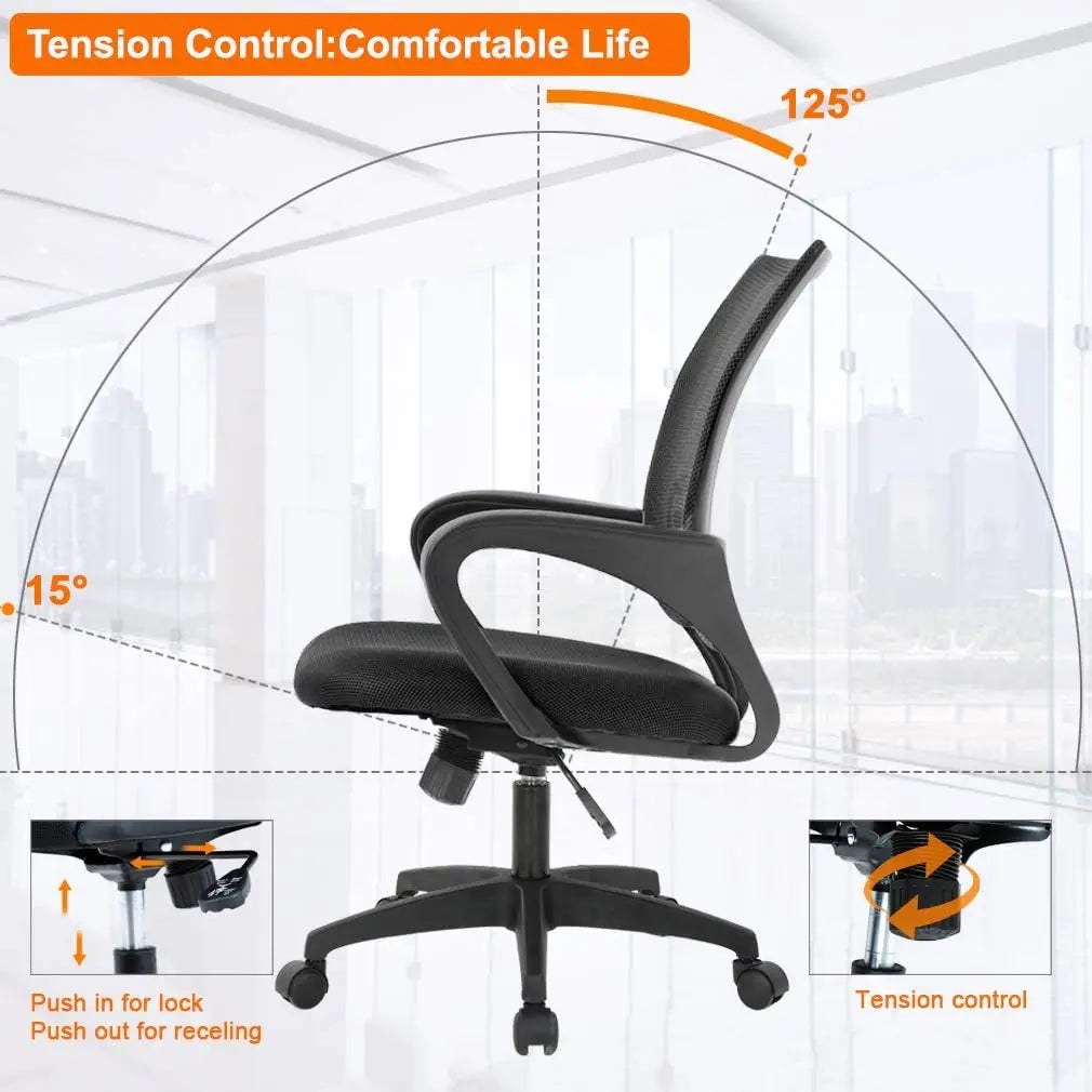 Ergonomic Adjustable Mesh Office Chair with Lumbar Support & Armrest