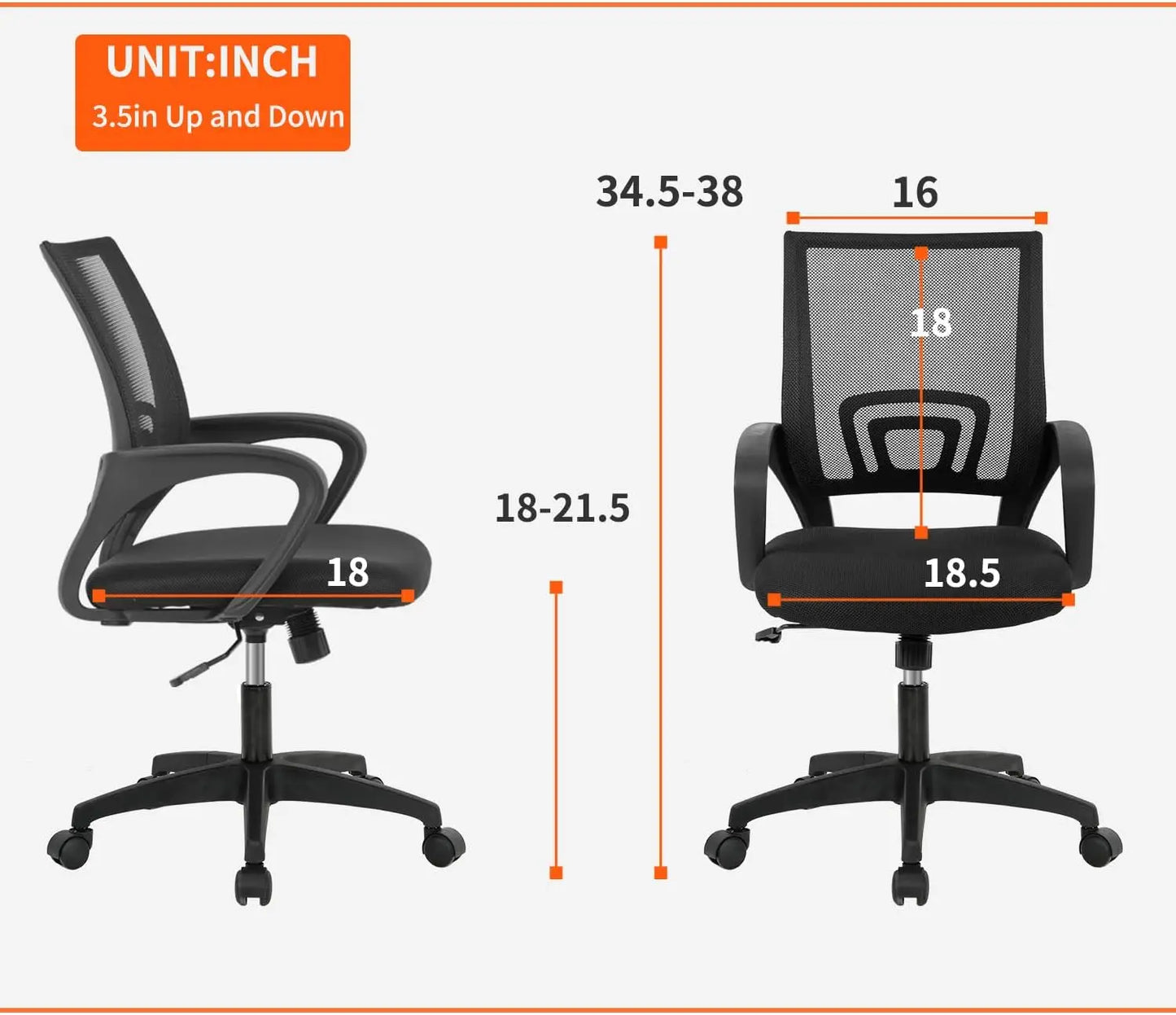 Ergonomic Adjustable Mesh Office Chair with Lumbar Support & Armrest